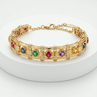 Cross Stripes & Stone Bracelet
